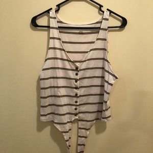 Striped Tie Front Tank Top